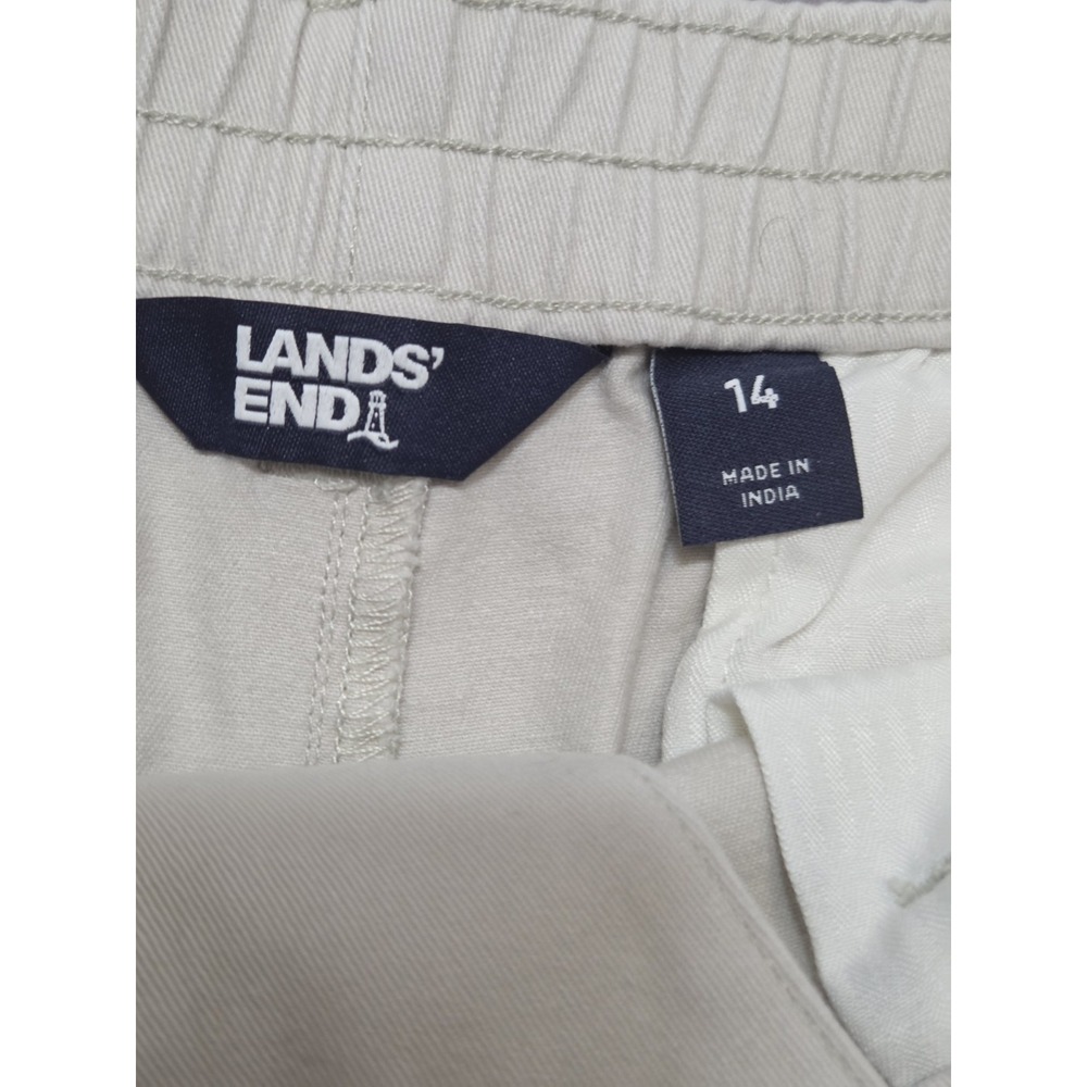 Lands End Bermuda Shorts Womens 14 Tan Chino Khaki Cotton Casual Preppy Classic - Picture 5 of 11